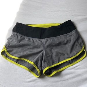 Lululemon gray, black and chartreuse green shorts